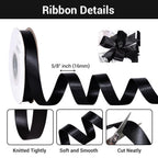 Black Double Faced Satin Ribbon 5/8 Inch Continuous 25 Yards