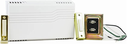Electric 2-Tone Door Bell Chime Kit with 16V 10VA Transformer and Lighted Doorbell Push Buttons CKIT1, Doorbell