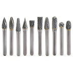 SKWOTZKOFF 10PCS Carbide Burr Set 1/4" Shank 5/16" Head Die Grinder Bits