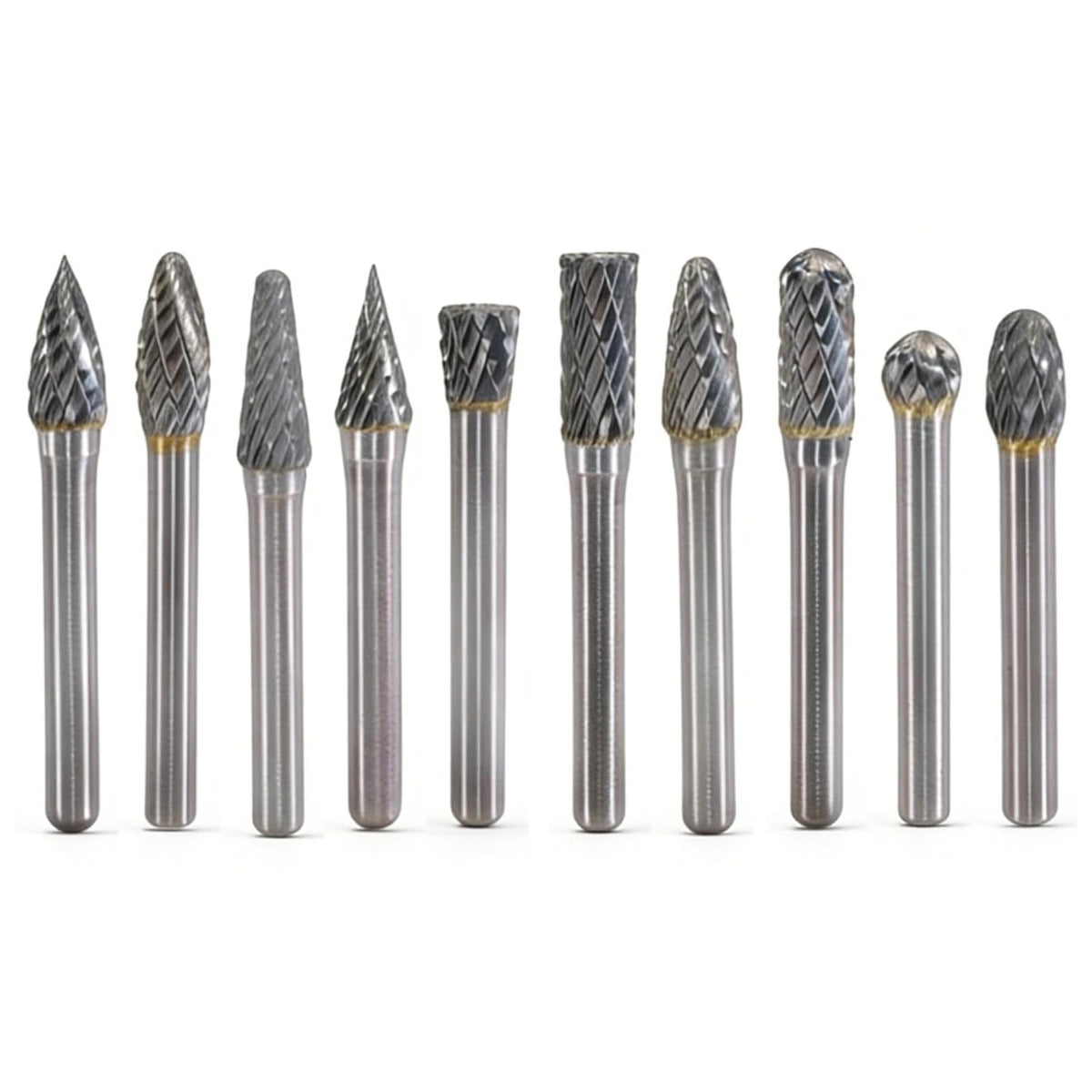 SKWOTZKOFF 10PCS Carbide Burr Set 1/4" Shank 5/16" Head Die Grinder Bits