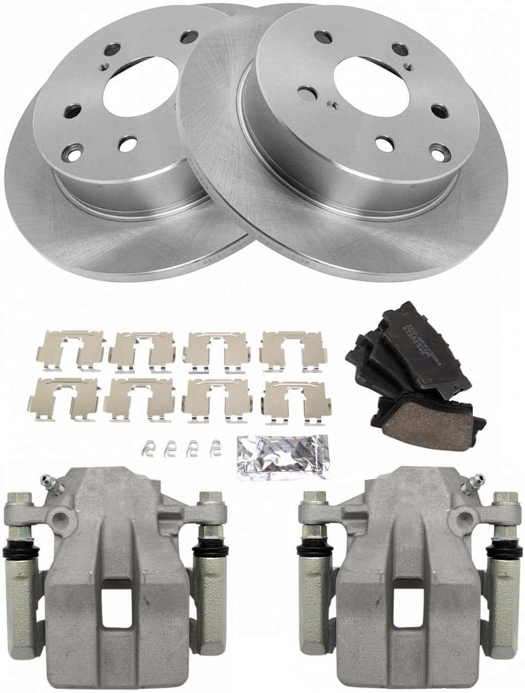 Rear Brake Pad and Rotor Set Ceramic Solid Rotors Calipers Compatible with 2006-2011 Toyota RAV4