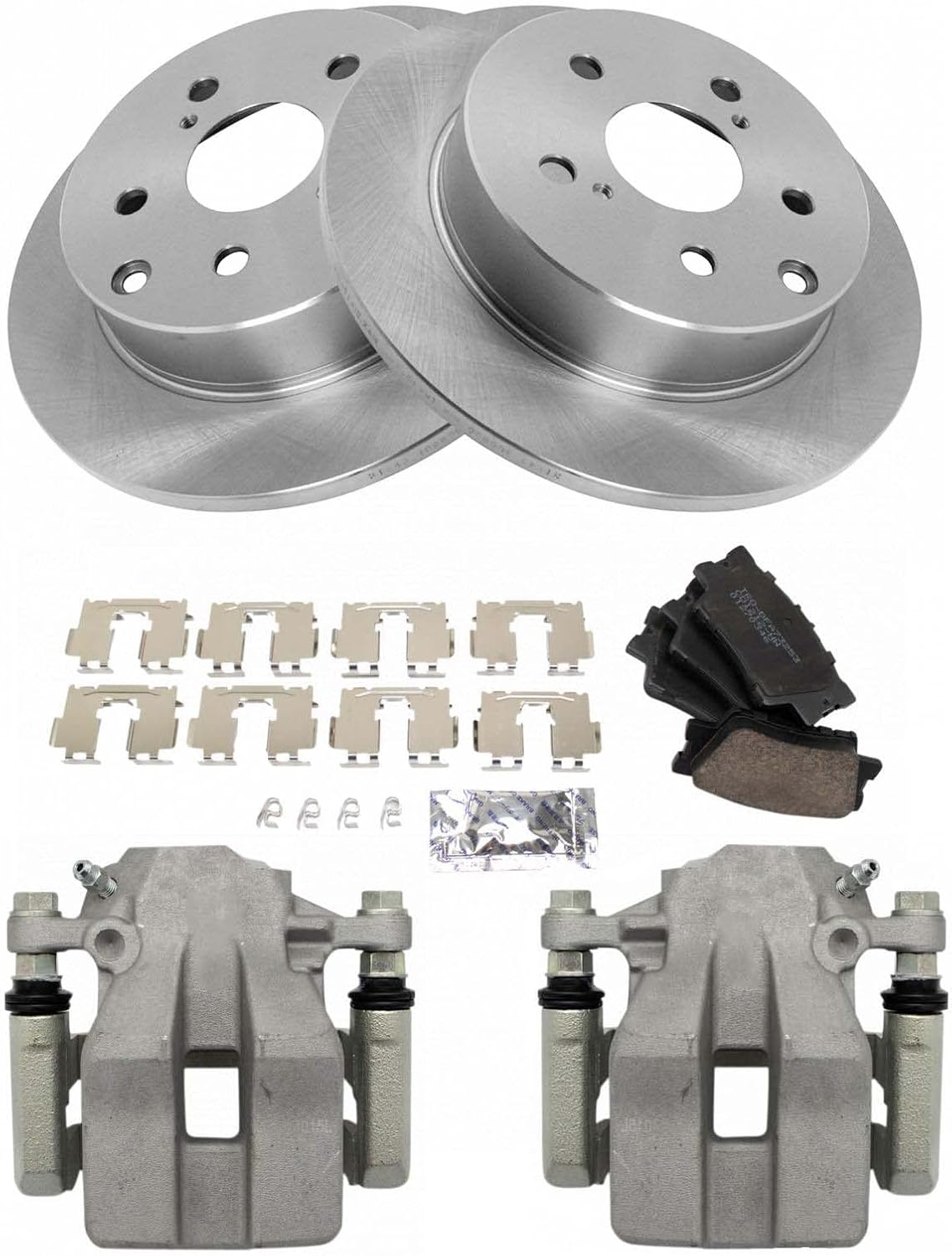 Rear Brake Pad and Rotor Set Ceramic Solid Rotors Calipers Compatible with 2006-2011 Toyota RAV4