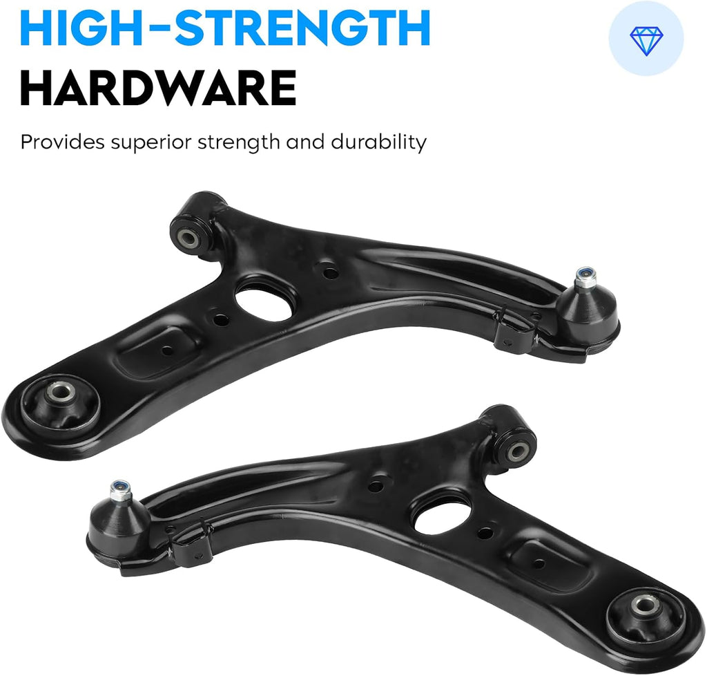 Front Lower Control Arm w/Ball Joint for Hyundai Elantra 2011-2016, Veloster 2012-2017, Elantra Coupe 2013-2014, Elantra GT 2013-2017, Driver & Passenger Side, 2Pcs Suspension Kit K622232 K622646