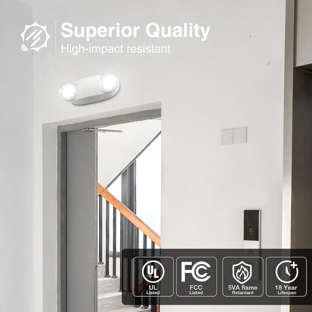 FREELICHT 4 Pack Emergency Lights for Business, Round Heads, 90min Battery