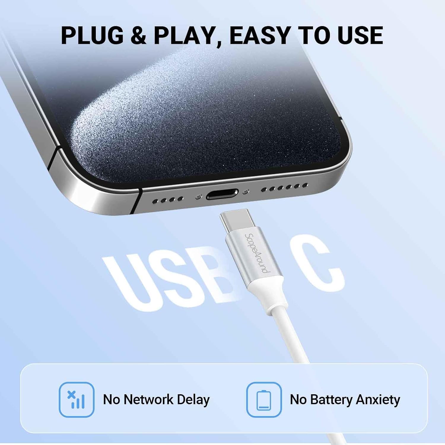Otoscope Camera with Light 720P HD, USB-C Ear Camera, Plug & Play Ear Scope