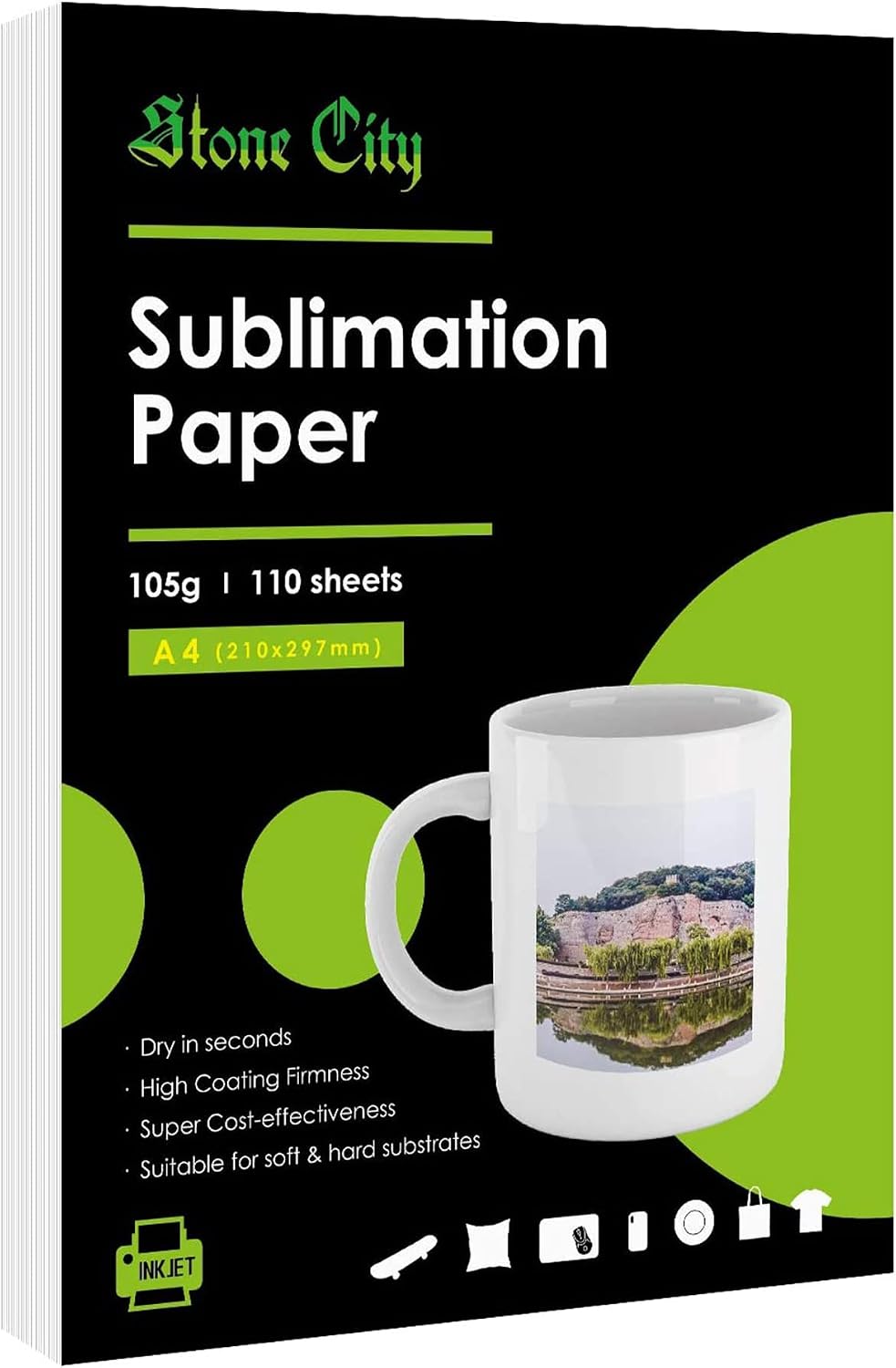 Sublimation Paper 8.3x11.7 Inch 105g | 110 Sheets, Compatible with Inkjet Printer with Sublimation Ink