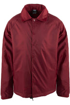 Men’s Coach Jacket – Classic Windbreaker Nylon Water Resistance Relaxed Fit Snaps Blank Coat CJ25 Burgundy 1XL