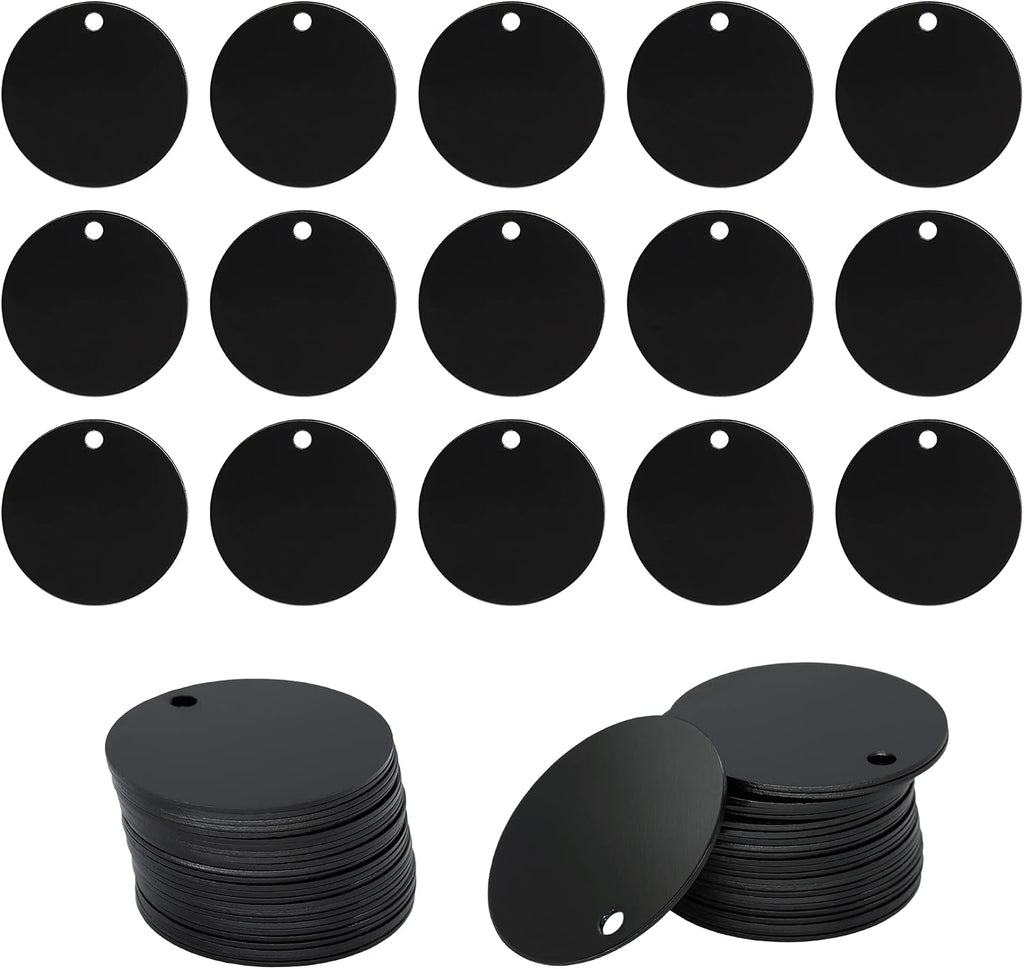 Round Aluminum Engraving Blanks Tags Stamping Blanks 25 Pack Diameter 1.57 Inch (Black)