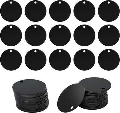 Round Aluminum Engraving Blanks Tags Stamping Blanks 25 Pack Diameter 1.57 Inch (Black)