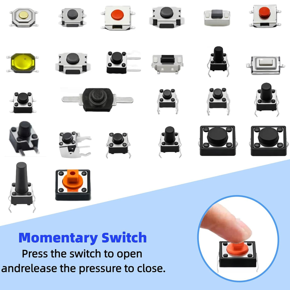 385PCS 27Values Micro Momentary Tactile Push Button Switch Assortment Kit 2 Pins/3 Pins/4 Pins Tact Pushbutton Switches Set