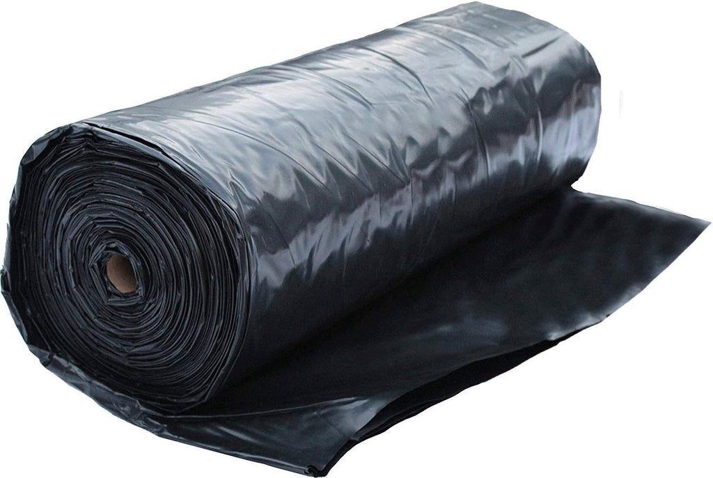 Poly Sheeting Heavy Duty 6 Mil Roll Black (20' x 100') for Construction, Landscape Ground Cover, Weed Barrier