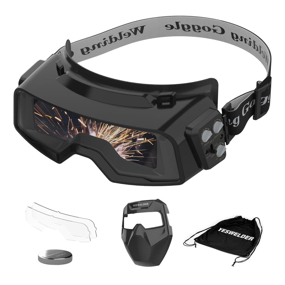 Auto-Darkening Welding Goggles with Mask, Wide Shade Range