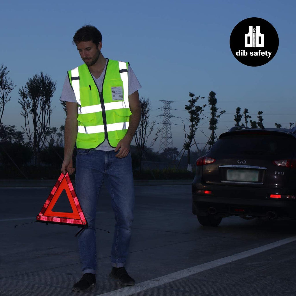 Hi Vis Reflective Safety Vest for Men Women with Pockets Zipper