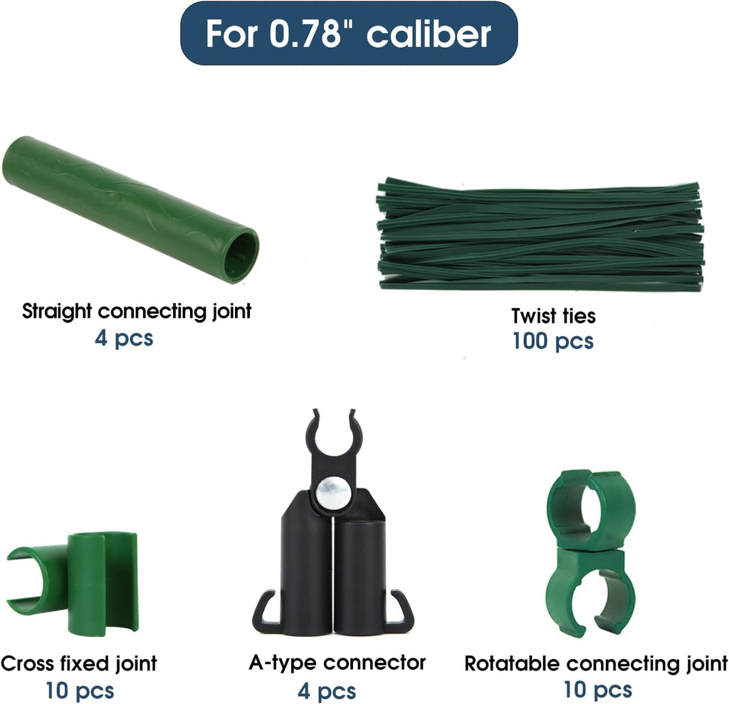 Adjustable Garden Stakes Connectors for 0.78" Rods | Plastic Plant Trellis Clips Connecting Joints for Tomato Cage