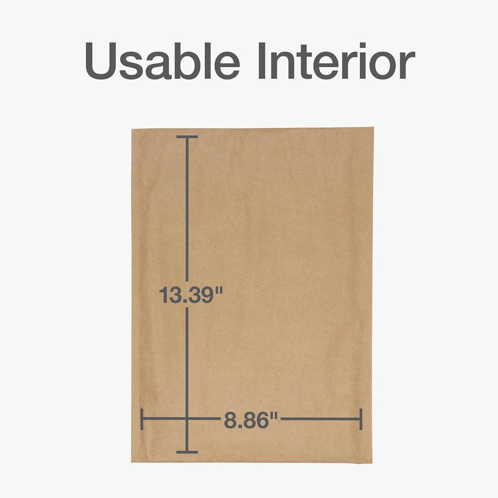 8 x 13 Curbside Recyclable Mailers, Brown Kraft Paper Padded Mailers, Self Seal Closure is Made with Water Based
