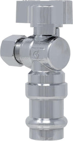 Angle Stop Valve, 1/2" Press x 3/8" COMP, 5 Pack