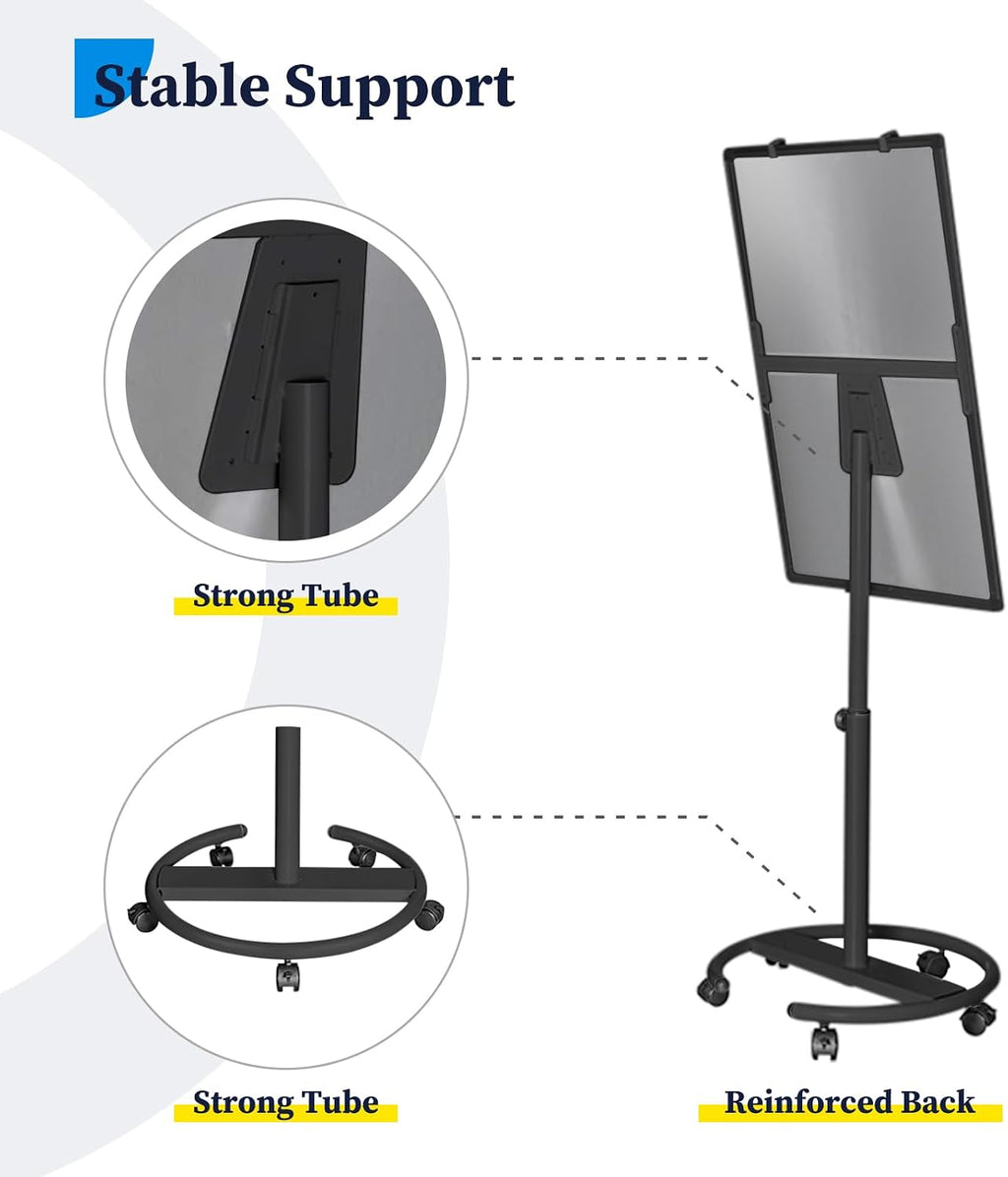 White Mobile Whiteboard 36 x 24 in, Magnetic Dry Erase Easel | Portable Easel Board With Stand, Flipchart Hooks