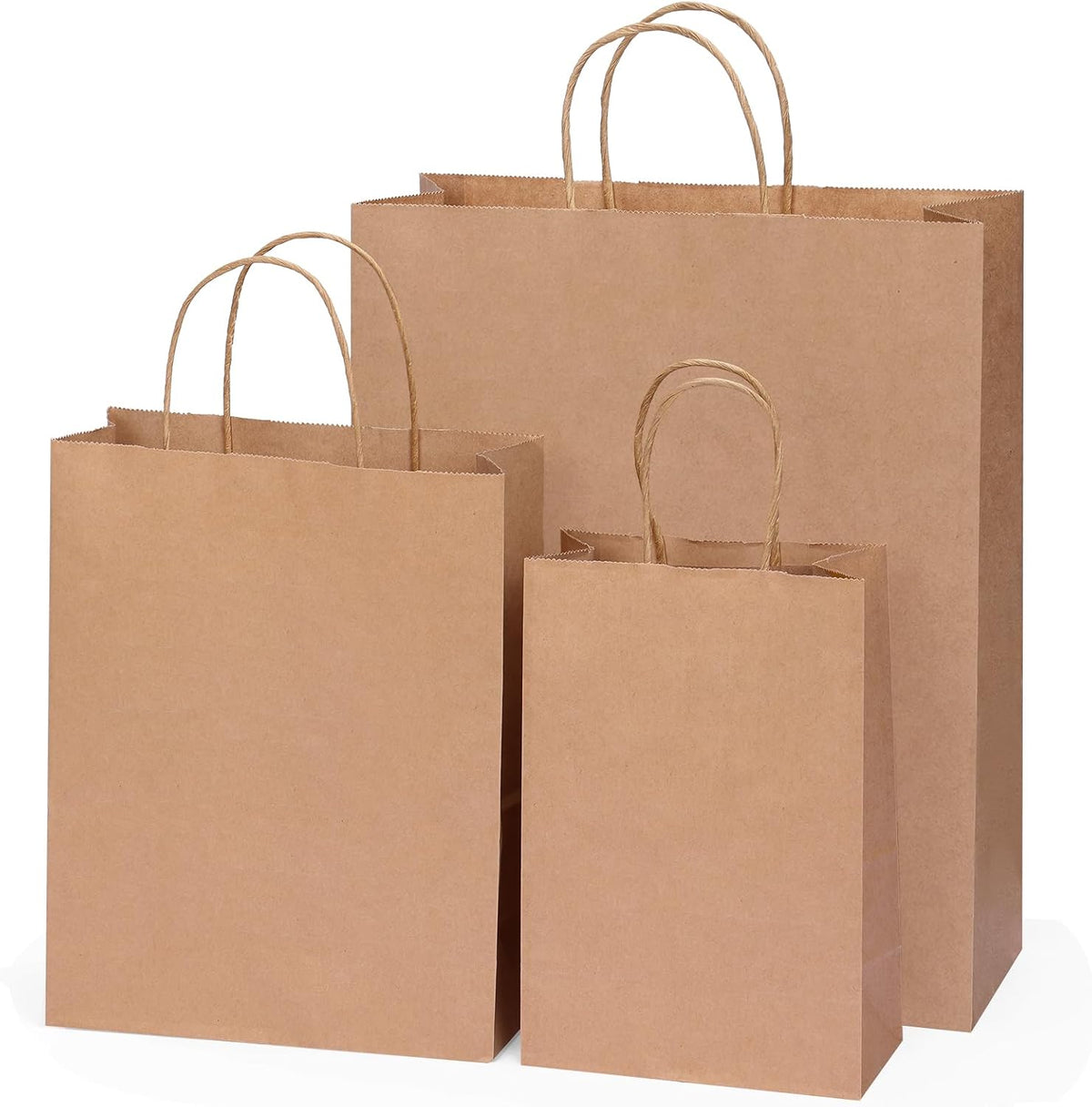100pcs Brown Paper Bags with Handles Bulk, Gift Bags Assorted Sizes