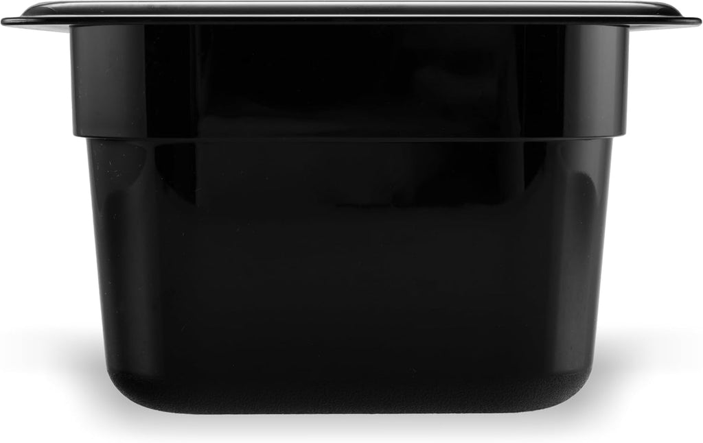 3068403-E Plastic Food Pan, 1/6 Size, 4 Inches Deep, Black