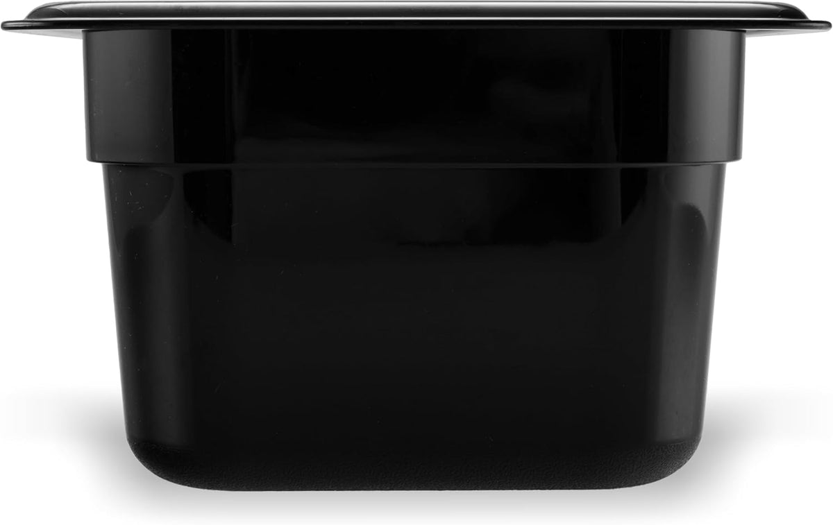 3068403-E Plastic Food Pan, 1/6 Size, 4 Inches Deep, Black