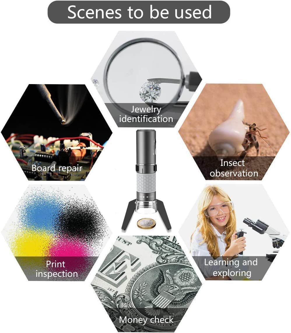 4K 50-1000x WiFi USB Digital Handheld Microscope with Metal Stand | 3840x2160P wireless/wired 8 LED endoscope camera