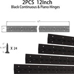 2-Pack 12-Inch Black Stainless Steel Continuous & Piano Hinge
