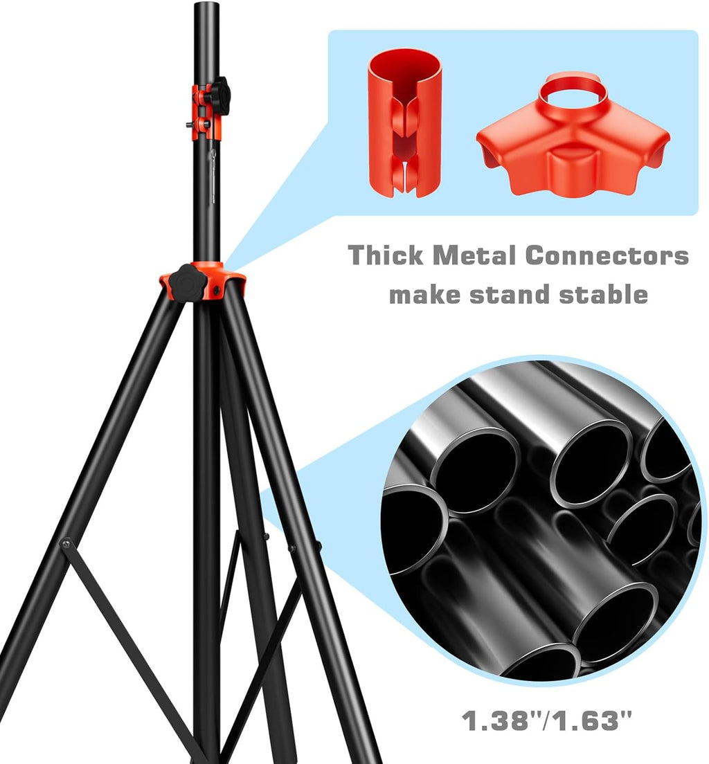 Speaker Stands Heavy Duty - Adjustable Height 50.5'' to 83.5'', Speaker Tripod Stand with Non-Slip Rubber Feet,144lbs