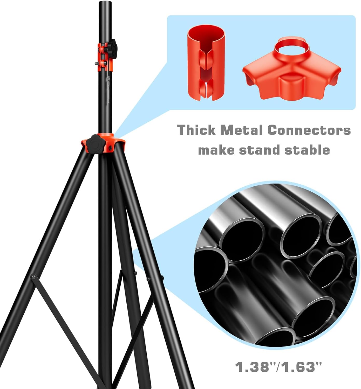 Speaker Stands Heavy Duty - Adjustable Height 50.5'' to 83.5'', Speaker Tripod Stand with Non-Slip Rubber Feet,144lbs