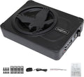 10 Inch Slim Under Seat Powered Car Subwoofer, 1200W Max Active Built-in Amplifier, Blue Ambient Light, Low Profile