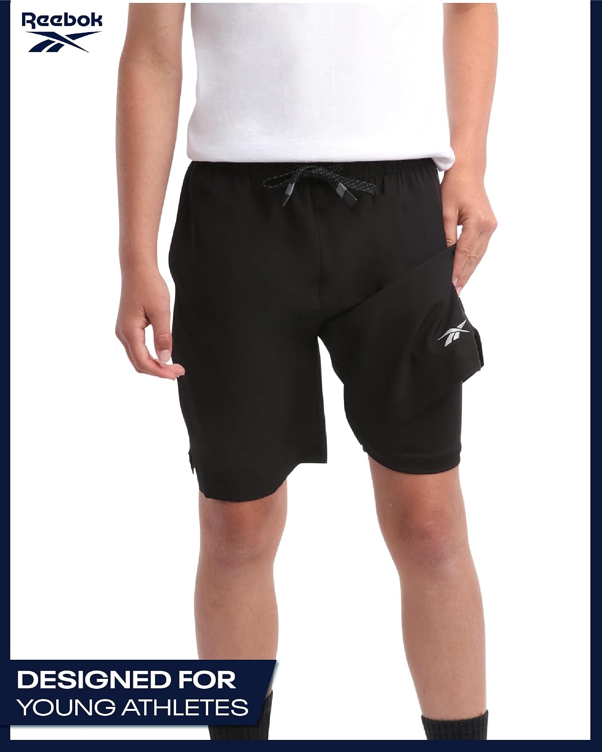 Boys Althletic Basketball Shorts with Compression Liner 1 or 2 Pack | Performance Gym Shorts for Boys - Ventilated
