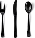 200PCS Black Plastic Silverware, Heavy Duty Disposable Utensils/Cutlery