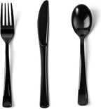 200PCS Black Plastic Silverware, Heavy Duty Disposable Utensils/Cutlery