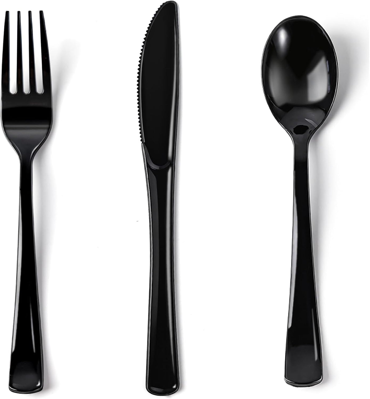 200PCS Black Plastic Silverware, Heavy Duty Disposable Utensils/Cutlery