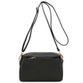 Triple Zip Small Crossbody Bag (Black)