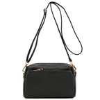 Triple Zip Small Crossbody Bag (Black)