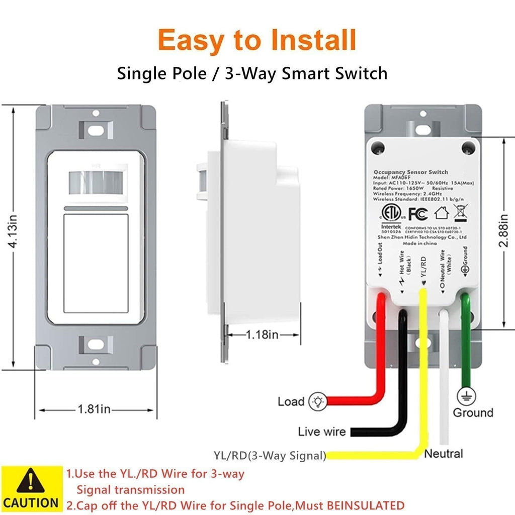 Nexete Smart Wi-Fi Motion Sensor Light Switch for Smart Home Automation, Single Pole/3-Way, PIR Occupancy/Vacancy Sensor, Compatible with Alexa & Google Home Neutral Wire Required(Sensor)
