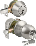 Keyed Same Exterior Door Knob and Single Cylinder Deadbolt Combo Set, Keyed Alike Entry Door Knobs with Lock and Keys