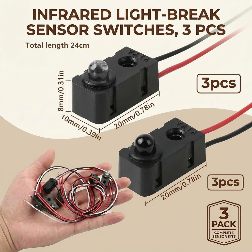 3 Pairs IR Break Beam Sensor Switch, 5MM LEDs Counting Module Split Through