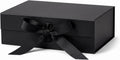 Black Gift Box for Presents with Magnetic Lid and Ribbon, 10.5"x7.5"x3.1"