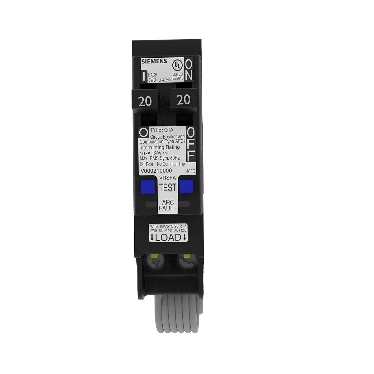 20A 120V 1-Pole Tandem CAFCI Type QTA Circuit Breaker