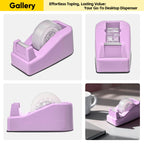 2-Pack Compact Desktop Tape Dispenser for Standard 3/4" Rolls, Purple