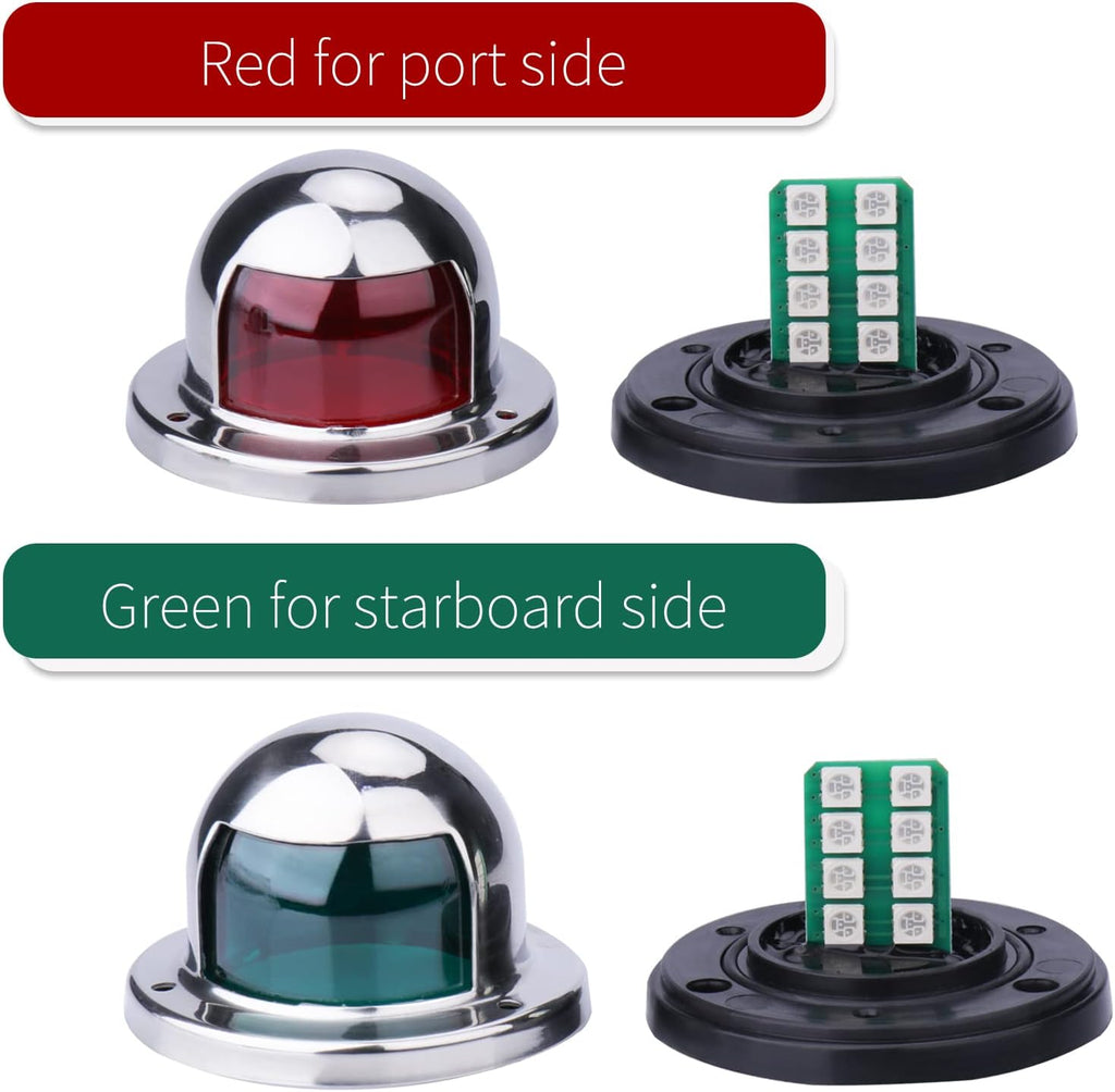 Boat Navigation Lights, Stainless Steel Led Bow Light for Pontoon and Small Boat (One Pair,Silver)