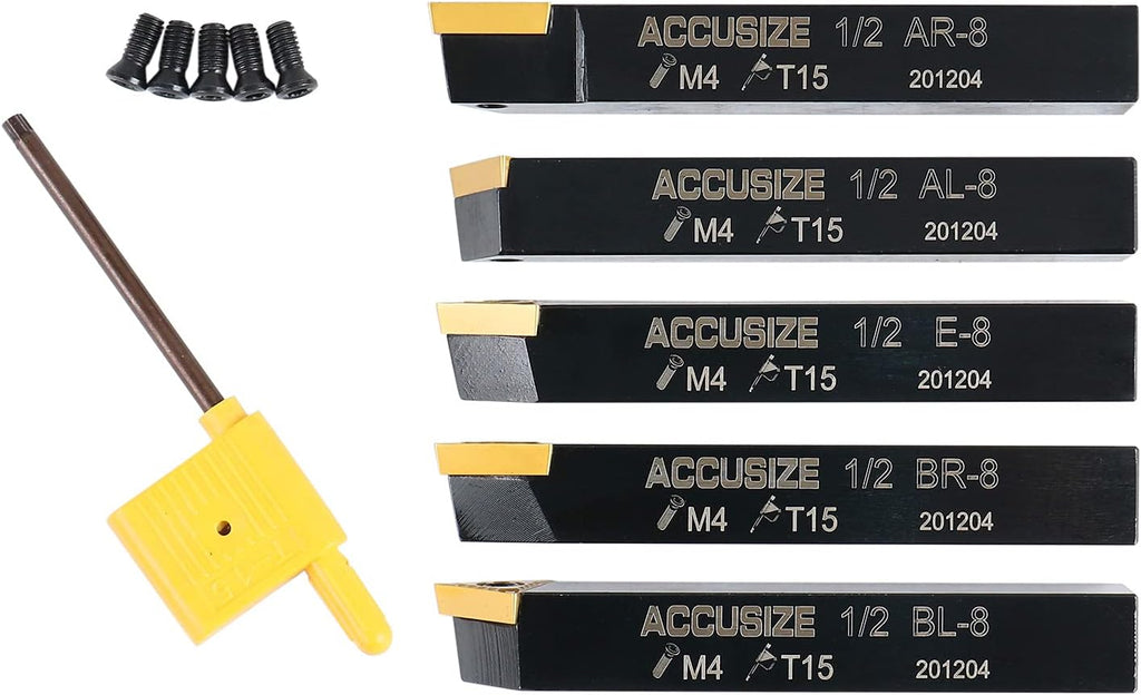 Accusize Industrial Tools 1/2'' 5 Pc Indexable Turning Tool Set, 2380-5082
