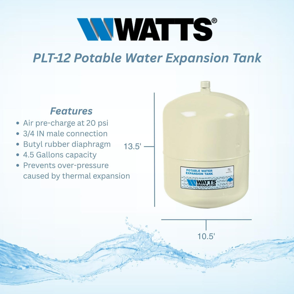 PLT-12 4.5-Gallon Potable Water Expansion Tank 3/4" Male Inlet