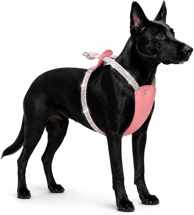 No Pull Dog Harness Step in Easy Walk Rhinestone Crystal Bling Vest Adjustable Soft Padded for Medium Large Dogs