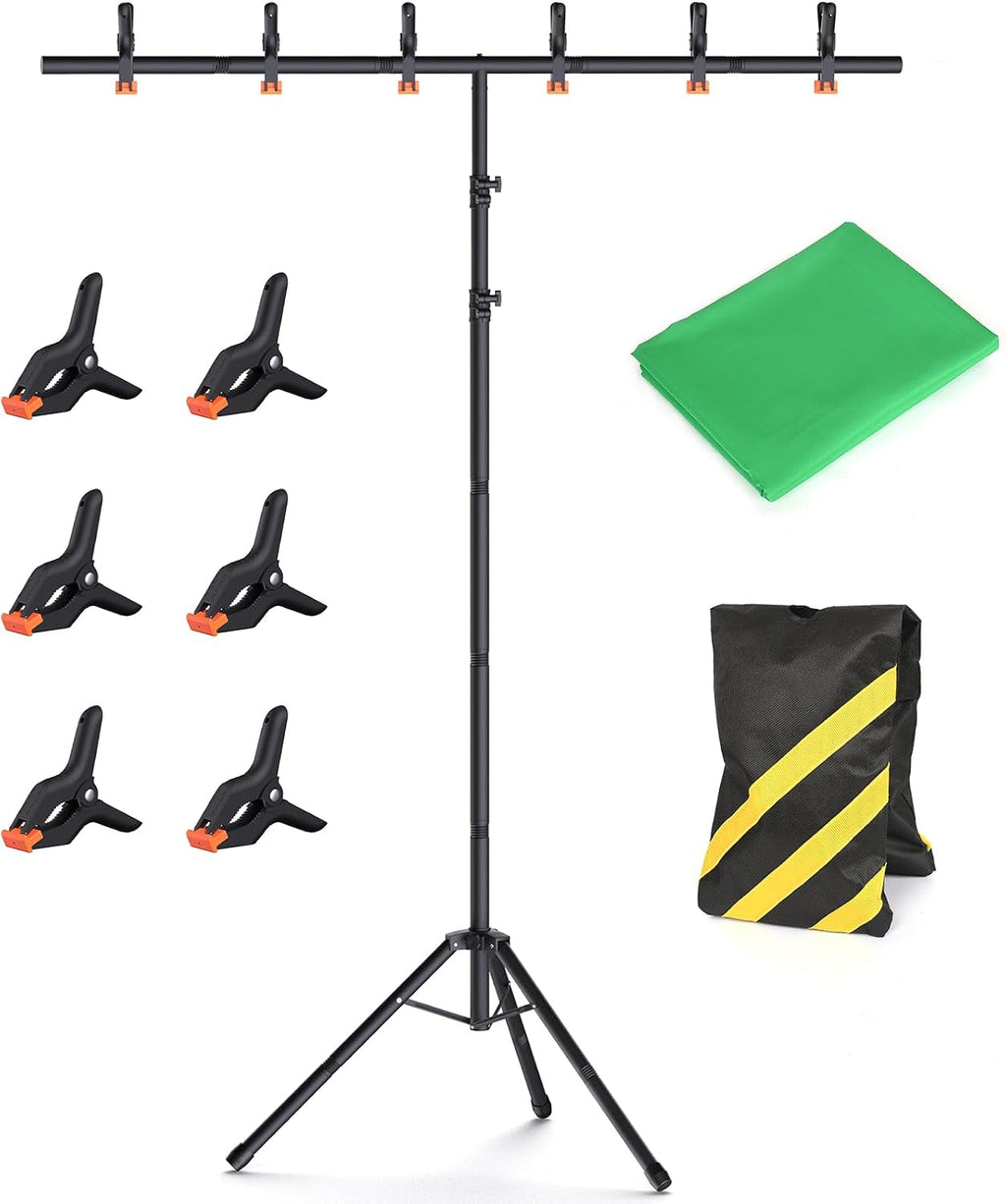 Green Screen Backdrop Kit with Stand, 8x5.3ft Portable GreenScreen Background Stand for Streaming Video and