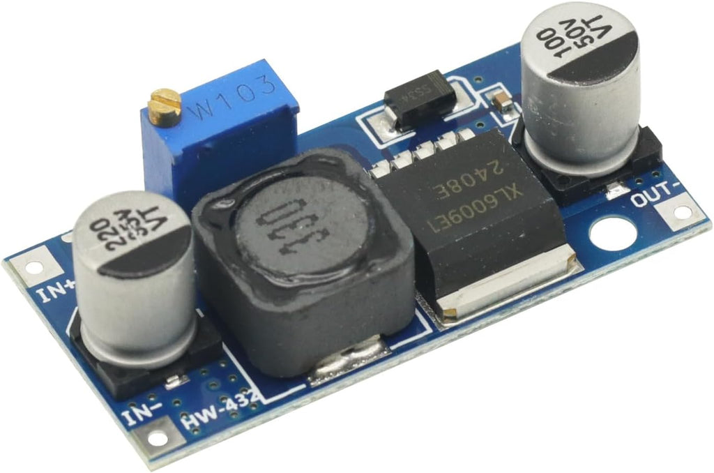 2Pcs 4A XL6009 Boost Converter Step Up Adjustable 15W DC 3-32V to 5-35V DC-DC Power Supply Module