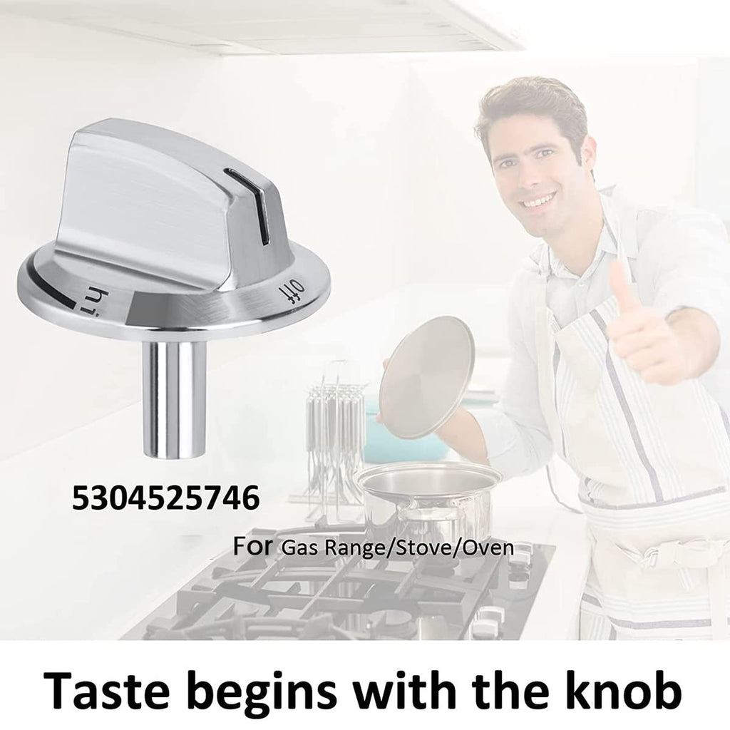 Kqcibz 1 PCS Upgrade Replacement 5304525746 Long Stem Stove Knobs Oven Knobs Compatible Stove Range, Silver