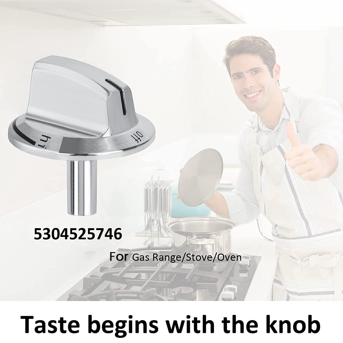 Kqcibz 1 PCS Upgrade Replacement 5304525746 Long Stem Stove Knobs Oven Knobs Compatible Stove Range, Silver