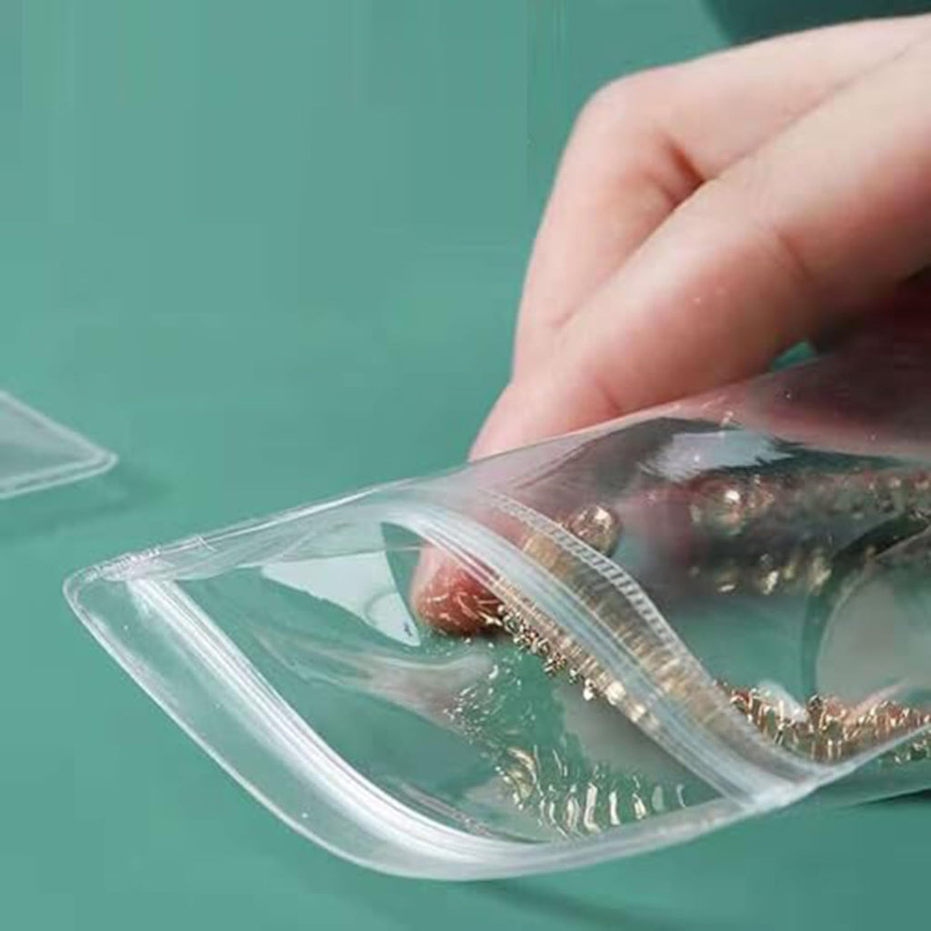 Small Plastic Bags, 100 Pcs Mini Baggies, Clear Plastic Jewelry Thick Self Sealing PVC Bags, Resealable Poly Baggies